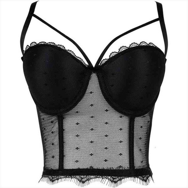 

in lace mesh crop mujer slim push up bralette bra cropped to wear out corset female cami, White