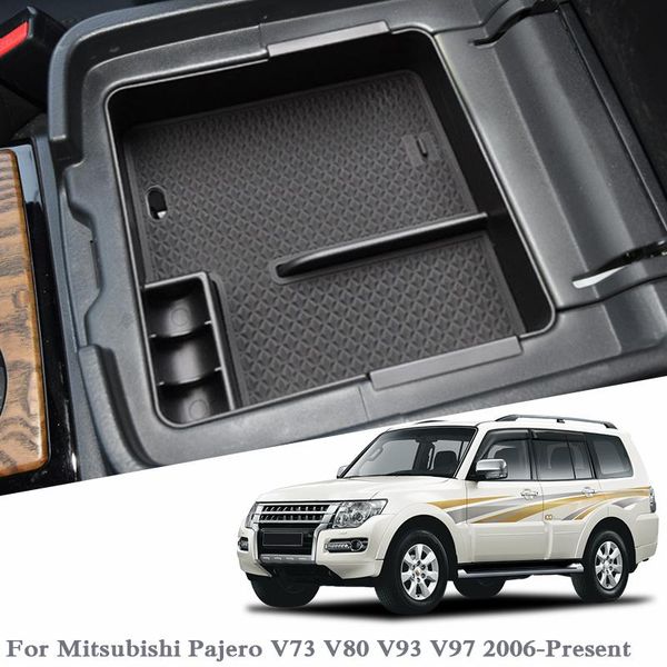 

car organizer for mitsubishi pajero v73 v80 v97 2006-present lhd styling center console armrest storage box cover interior accessories
