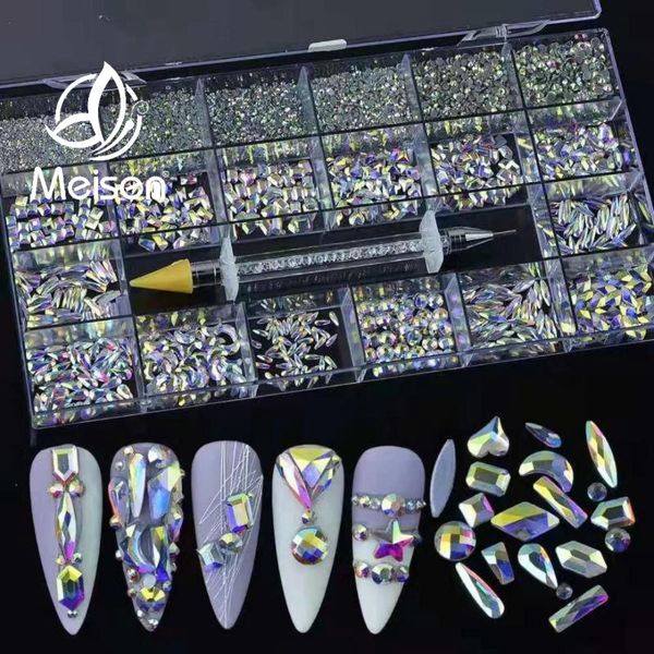 

nail art kits multi shape glass crystal stone decoration design flatback fancy rhinestone with 1 pick up pen