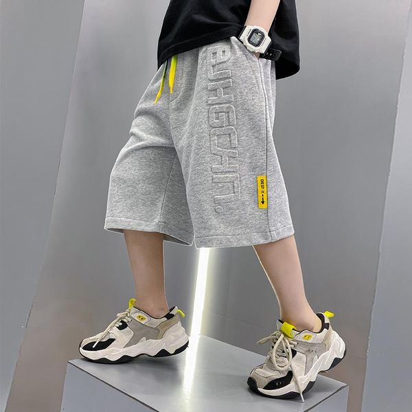 

trousers kids boys letter print thin section cotton sports pants-fifth of summer pants big virgin, Blue