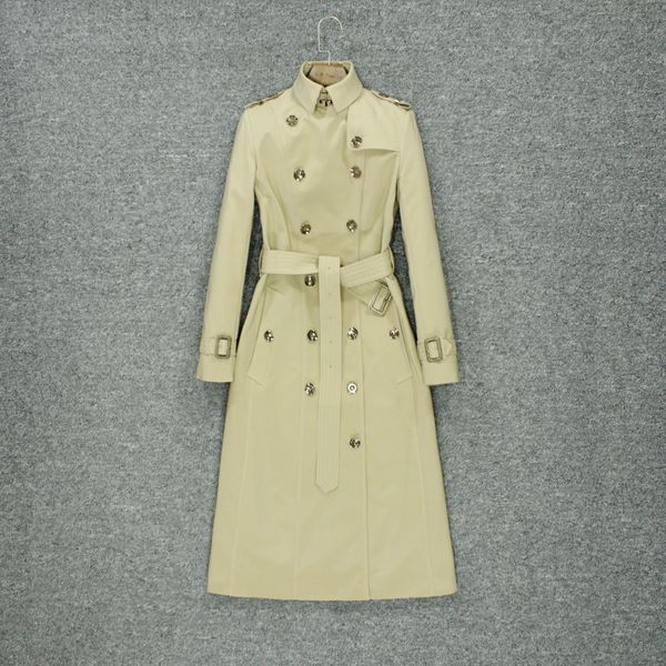 

women's trench coats fashion autumn trench coat women's knee style british temperament high-end luxury brand 55xx, Tan;black