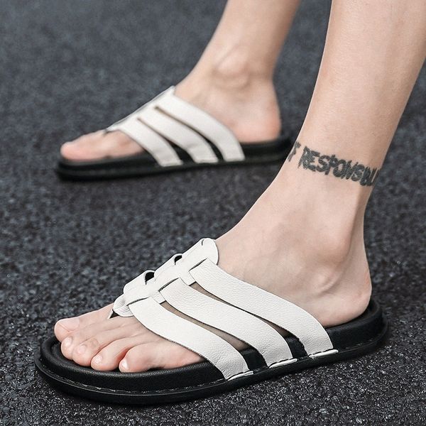 

2020 new arrival summer men flip flops beach sandals non slip male slippers zapatos hombre casual slipers shoes men d3sn#, Black