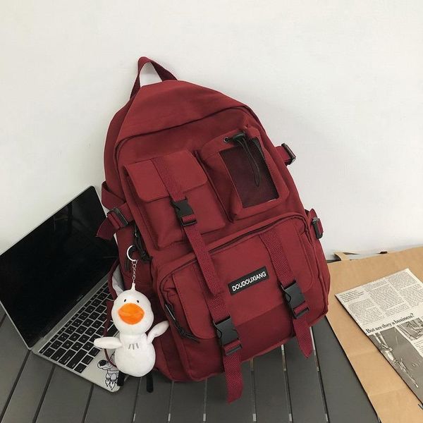 

backpack multiple pocket waterproof nylon women insert buckle student schoolbag lovely book mochilas