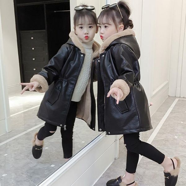 

jackets children winter velvet jacket waterproof parkas warm outerwear hooded coats for girls outwear leather snowsuit windbreaker, Blue;gray