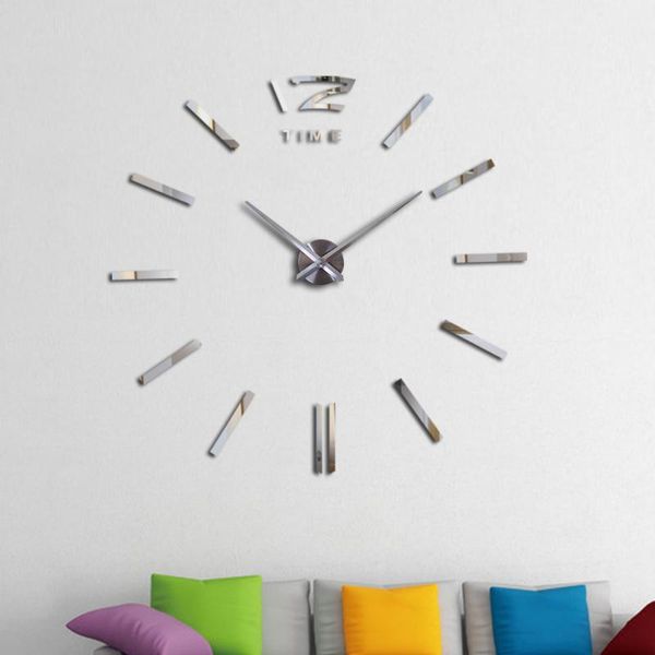 

wall clocks fashion design diy acrylic mirror large clock quartz watch still life modern living room home decor stickers