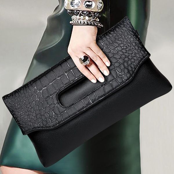 

2021 genuine leather clutch bag women crocodile grain fashion messenger bag retro chain lady senior cowhide folding shoulder