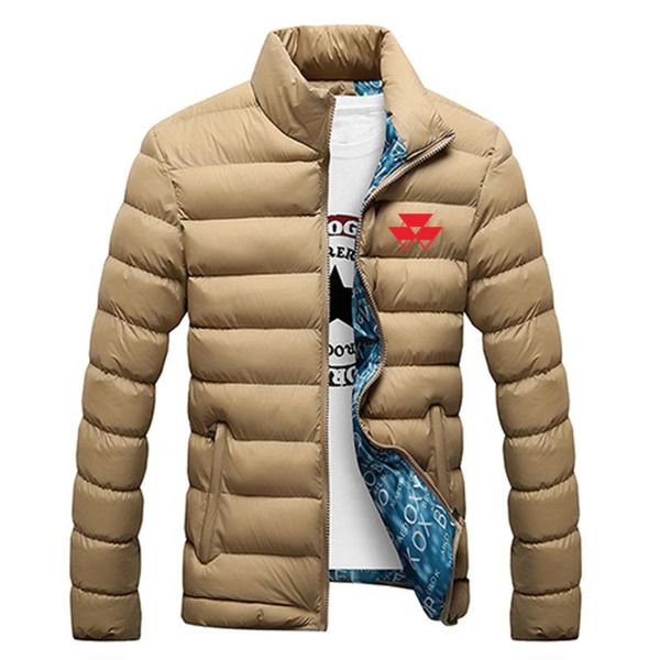 

men's hoodies & sweatshirts 2021 winter down warm jacket man massey ferguson print solid color stand-up collar zipper all-match designe, Black