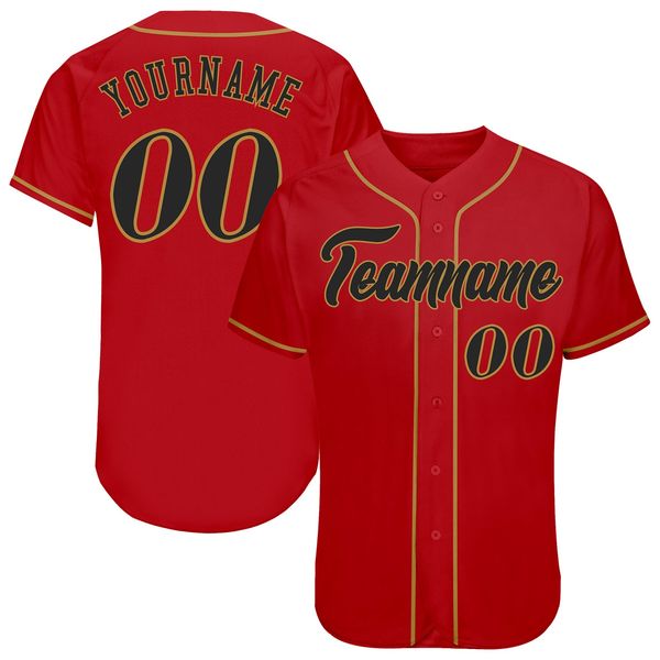 

custom red black-old gold authentic baseball jersey, Blue;black
