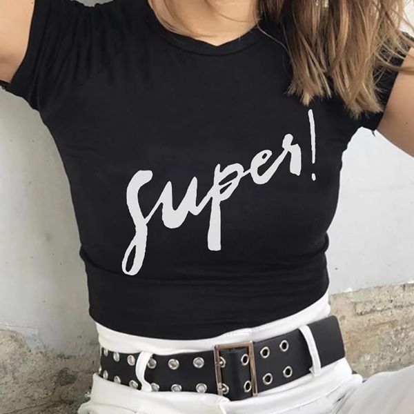

czccwd summer 2021 women new streetwear supes letter printing t shirt women harajuku fashion black shirt white female t-shirt