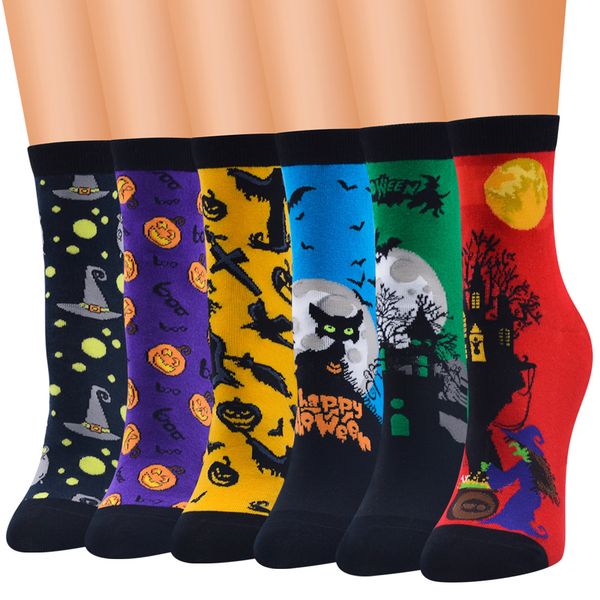 

womens girls halloween socks happy funny running streetwear cartoons medium stocking, Black;white