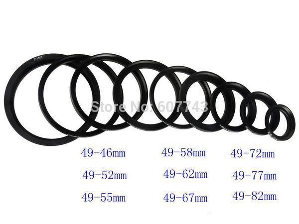 

lens adapters & mounts 1pcs 49mm to 46mm-52mm-55mm-58mm-62mm-67mm-72mm-77mm-82mm 46 52 55 58 62 67 72 77 82 metal step-up ring filter adapte
