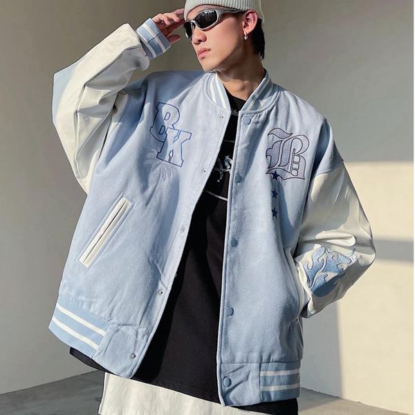 

women's jackets blue embroidery jacket varsity autumn winter vintage loose 2021 oversized casual long sleeve bomber baseball women, Black;brown