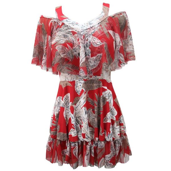 

2021 women printed one piece swimwear push up bathing suit padded swim beach dress summer plus size swimsuit swimdress