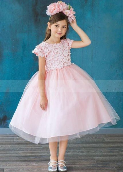 

girl's dresses pink lace tulle flower girl dress for wedding applique pearls pageant gown first communion kid birthday, Red;yellow