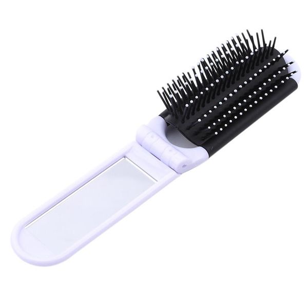 

hair brushes 1pc fashion portable folding brush with mirror compact pocket size purse travel comb professional combs, Silver