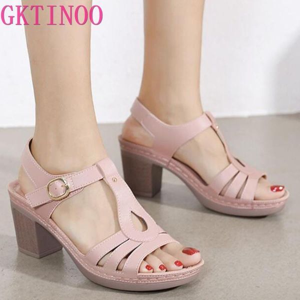 

sandals gktinoo 2021 open toe pu women shoes high heel fashion casual plus size 42, Black