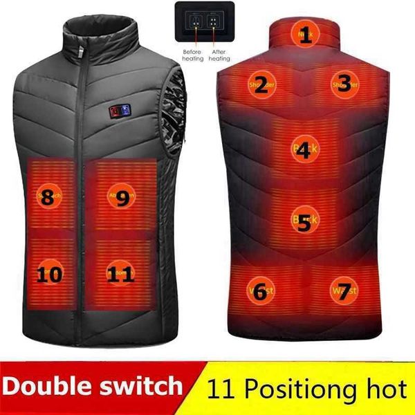 

men outdoor usb infrared heating vest jacket men winter electric heated vest waistcoat for sports hiking oversized 5xl 211019, Black;white