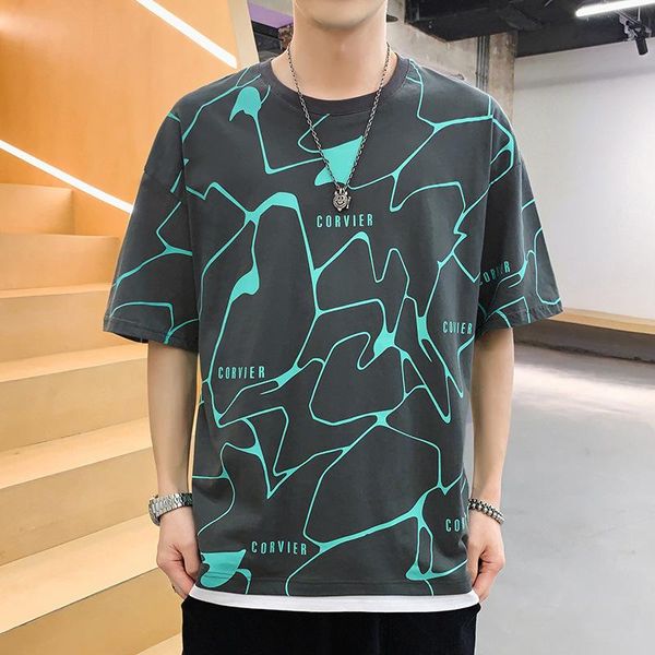 

men's dress shirts short sleeve t-shirt 2021 trend summer loose and fashionable half upper garment base coat wear, White;black