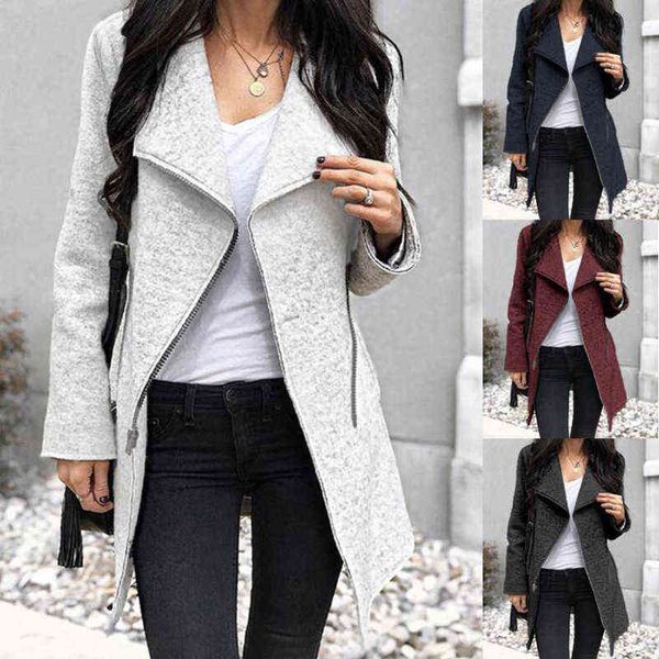 

women's fashion autumn and winter irregular zipper tweed coat ys80970, Black
