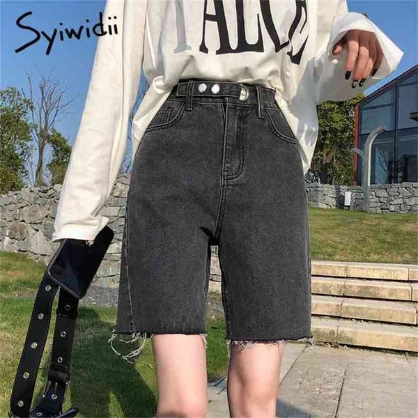 Syiiwidii Bermuda Jean Shorts Donna Summer Denim Short Blu Casual Vita alta Streetwear Plus Size Jeans neri 210719