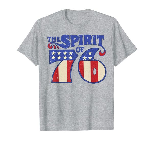 

the spirit 76 vintage retro 4th of july independence day t-shirt, White;black