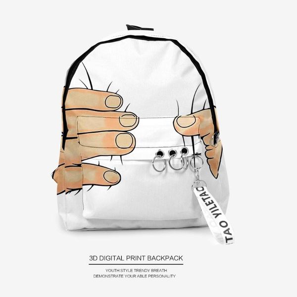 

backpack 2021 personalized hand pattern backpacks men women harajuku travel bags 3d print teenage notebook bag