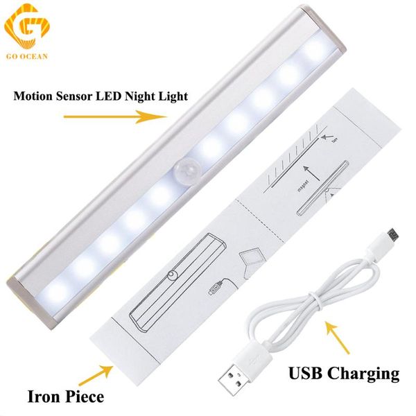 

led under cabinet lights night lighting ir infrared motion sensor led closet rechargeable usb bookshelf wardrobe bar lamps