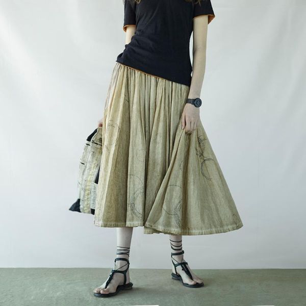 

skirts to gladself women's 2021 spring summer fashion casual designer geometric print a line midi skirt for women, Black