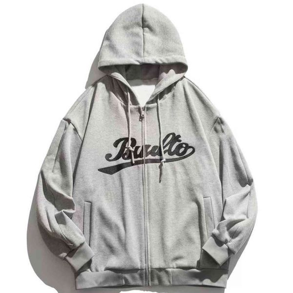 

men's sweaters male hoodie and embroidered letters, zipper jacket, hip hop, streetwear, hooded, casual, loose, autumn, White;black