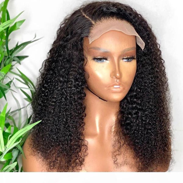 

150% density 4x4 closure kinky curly wig lace front human hair wigs for women black color remy brazilian hair wigs, Black;brown