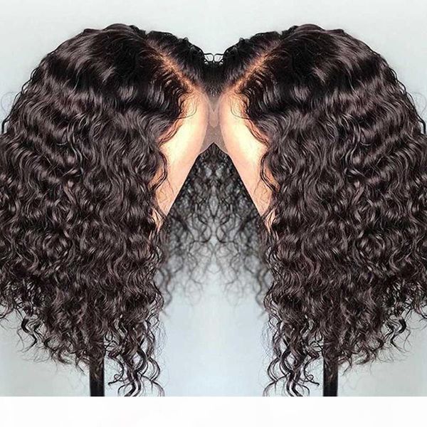 

fake scalp bob curly wig lace front virgin brazilian glueless undetectable 13x6 frontal deep invisible short bob fake scalp human hair wigs, Black;brown