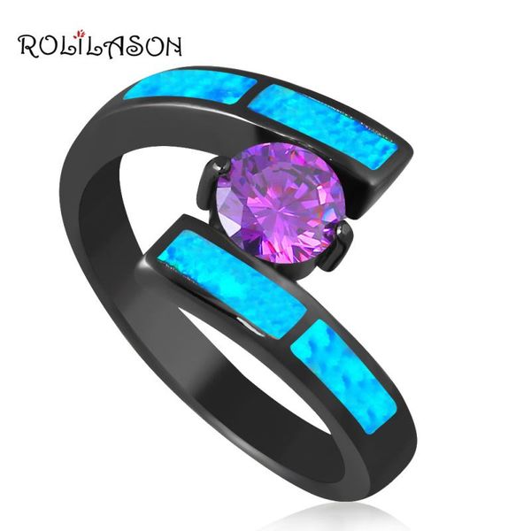 

cluster rings noblest for women white fire opal black gold tone zircon fashion jewelry usa sz #6#7#8#9 or834, Golden;silver