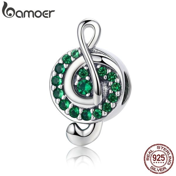 

bamoer authentic 100% 925 sterling silver i love music note green clear cz beads fit charm bracelet beads jewelry gift scc450 q0531, Black
