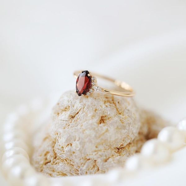 

cluster rings original charm ruby facet process opening adjustable ring french retro light luxury noble lady silver jewelry, Golden;silver