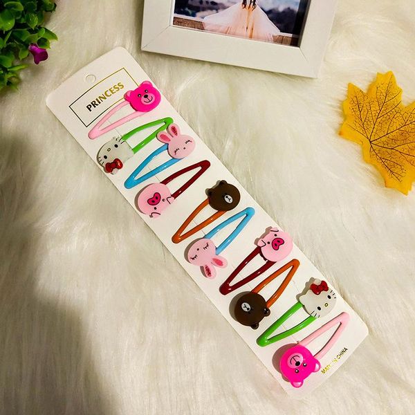 

10pcs/set new girls cute cartoon flower hairpins children sweet hair ornament clip headband barrette fashion hair accessories, Slivery;white