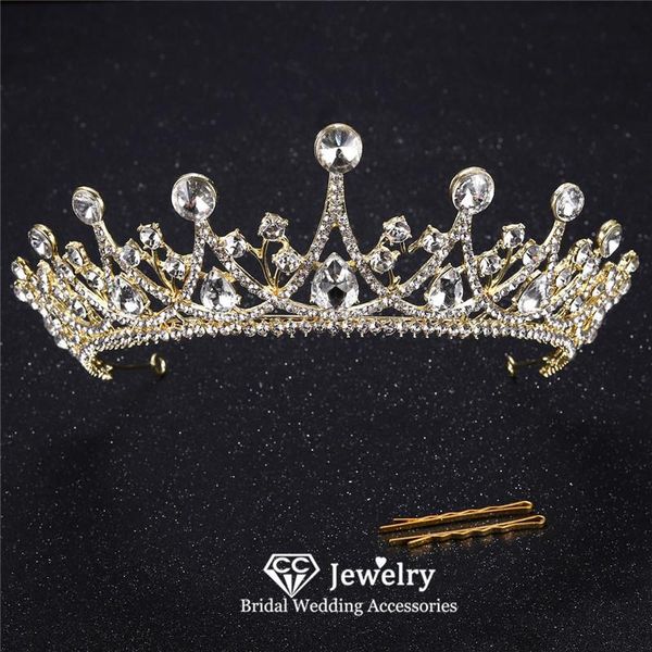

hair clips & barrettes simple design crown wedding accessories for women bridal headdress engagement ornaments water drop shape diadems y, Golden;silver
