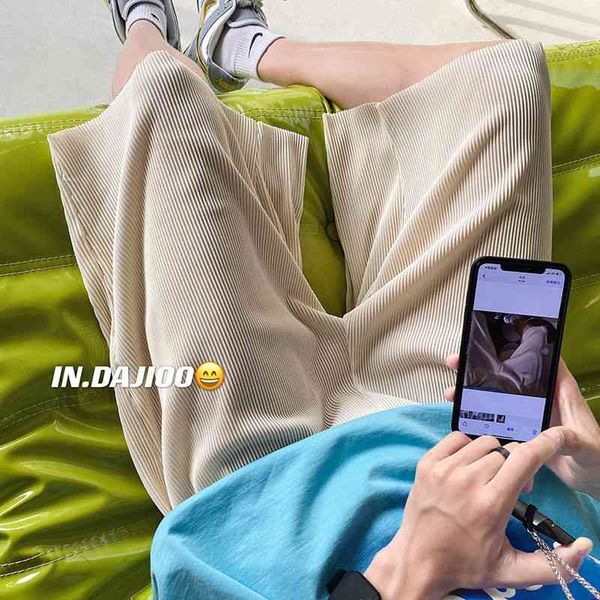 

men's shorts summer pleated fashion solid color casual men streetwear loose wide-leg mens beach m-2xl lnt0, White;black