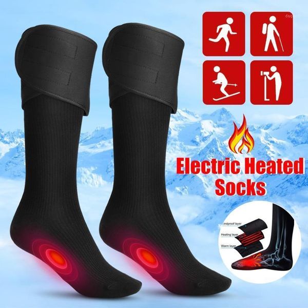 

electric charging battery heated cotton socks feet thermal winter warmer foot sock for cycling skiing motorcycle accessories1, Black