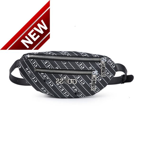 

waist 2021 new printed letter gu & ess street double zipper women's bag