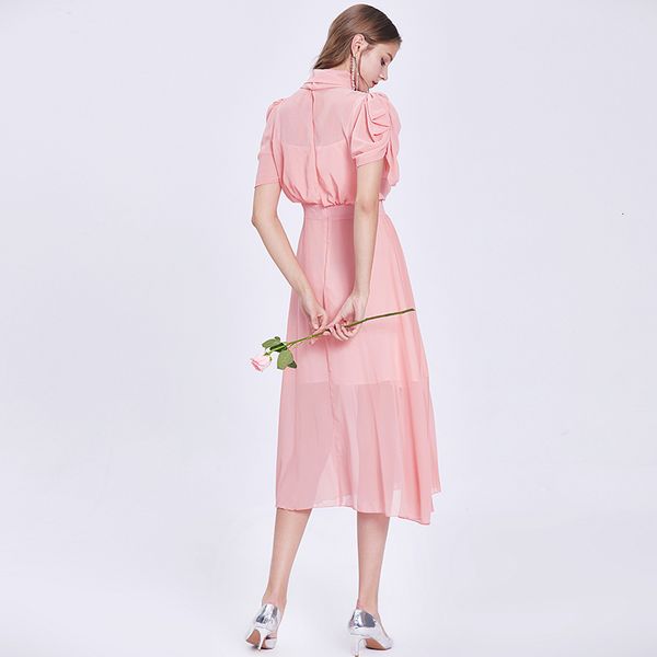 

summer chiffon female waist frilly short sleeve dress simple elegant plight the middle line of calf dressed ta6633 y8al, Black;gray