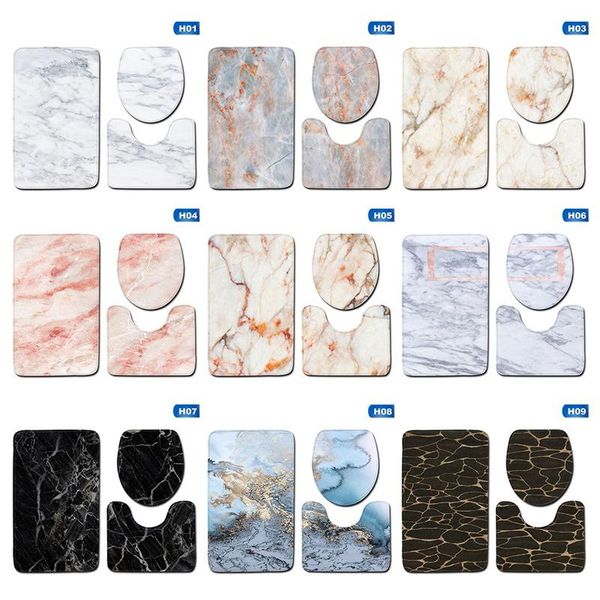 

3pcs/set marble pattern bathroom non-slip pedestal rug lid toilet cover bath mat