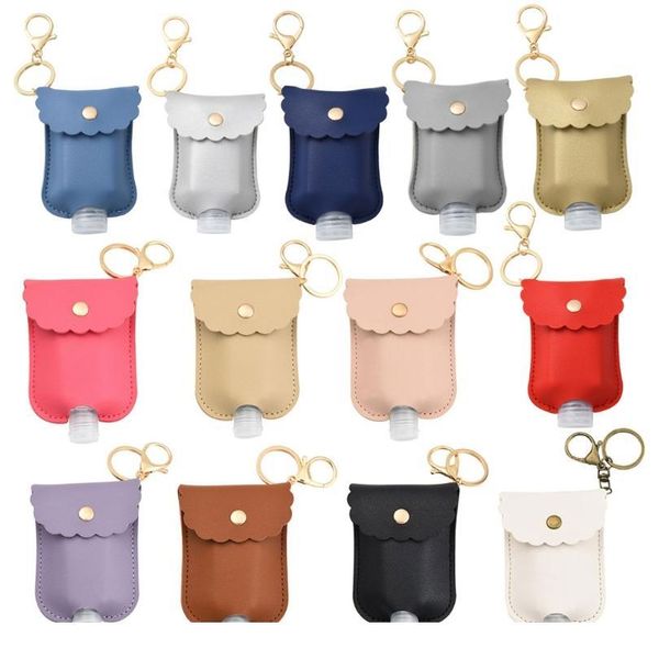 

60ml portable squeeze bottle empty leakproof plastic travel bottle for hand sanitizer with leather keychain hold jllqoj