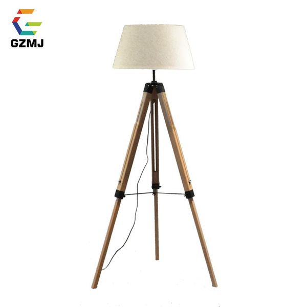 

gzmj art deco wood floor lamp flaxen/black/white fabric lampshade modern tripot standing lamp bedroom study foyer floor lamps