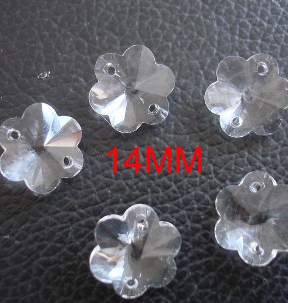 

14mm clear glass crystal plum flower beads with 2 holes crystal prism glass beads
