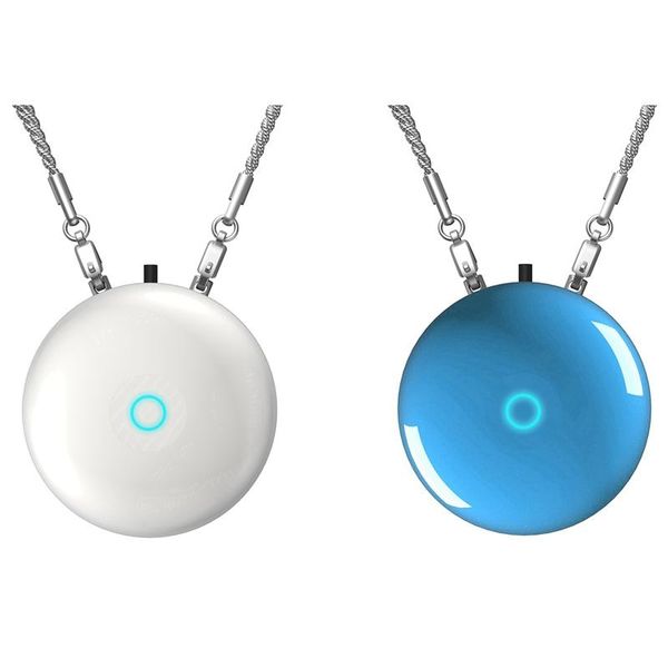 

air purifiers 2 set personal wearable necklace type hanging neck purifier mini portable negative ion purifier, white & blue