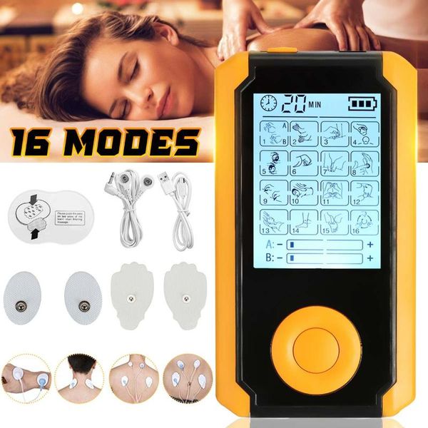 

16 modes muscle therapy stimulation tens physiotherapy massager machine electrical nerve pain body relax digital lcd display
