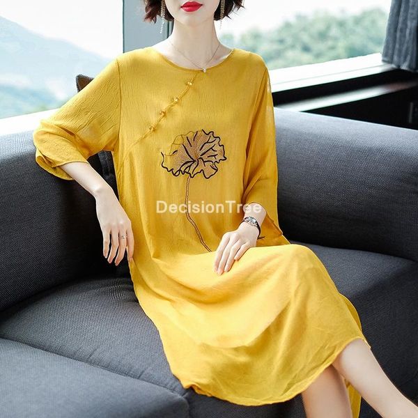 

ethnic clothing 2021 chinese vintage woman floral print cheongsam traditional costumes qipao dress oriental chiffon, Red