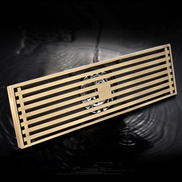 

other bath & toilet supplies shower drain bathroom floor square anti-odor waste grates 30*8 antique brass art carved accessories strainer