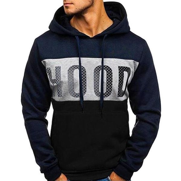 

2019 autumn east trend men's letter printed long sleeved hoodie sweater fleece, Black