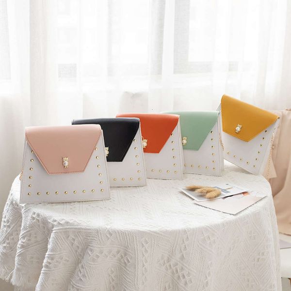 

women's rivet single shoulder chain small square summer autumn 2021 korean color contrast new messenger mobile bag